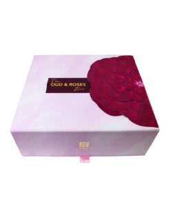 Elegant Oud and Rose fragrance gift set in decorative packaging