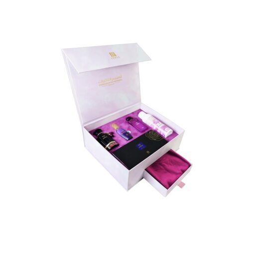 Elegant Oud and Rose fragrance gift set in decorative packaging